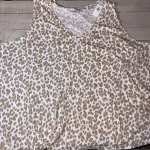 Old Navy Womens 4x White Leopard Print Vneck Sleeveless Cotton Tank NWT!